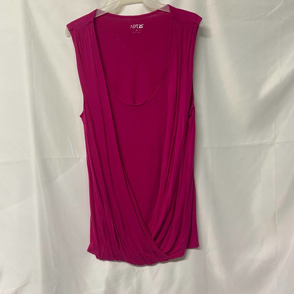 Apt 9 Blouse Hot Pink Sleeveless Drape Front Round Neck XL